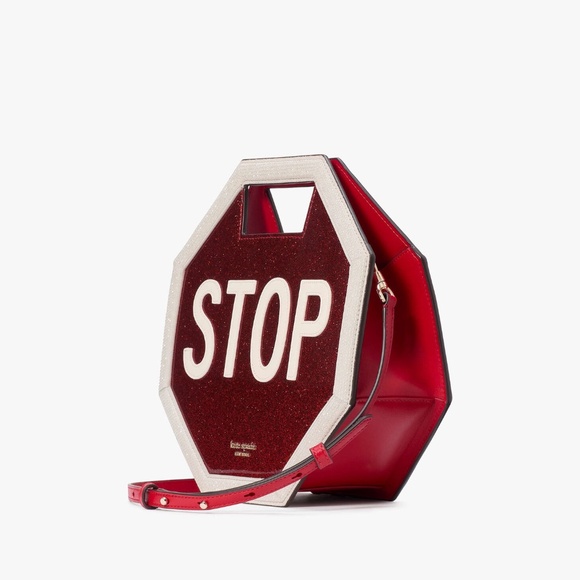 NWT Kate Spade Patent Leather 3D Stop Sign Crossbody Tote Bag Novelty Purse - Picture 5 of 7